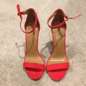 Red open toe shoes